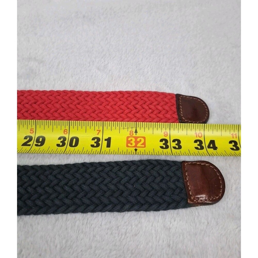 Limited Belt Set Of 2 Italian Leather Ends Braided Woven Red & Blue S/M USA - Picture 11 of 12